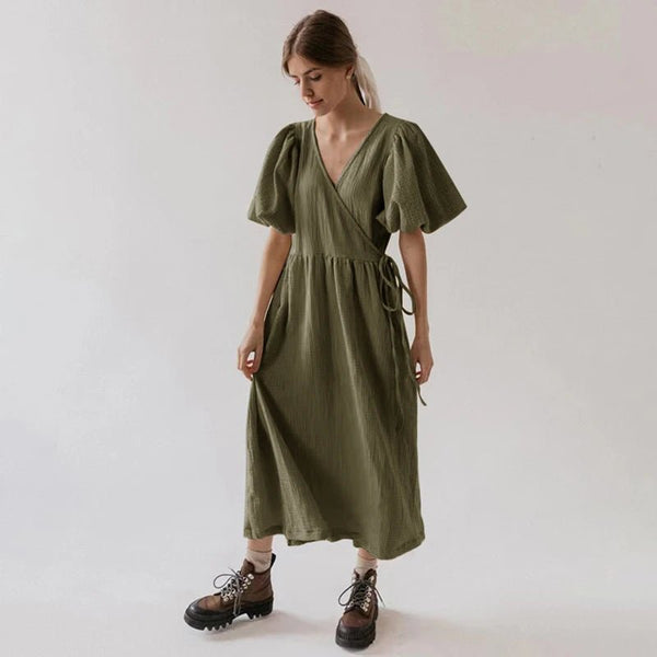 Vintage 100% Cotton Muslin Crepe Gauze Maxi Dress - Wigging It Etc