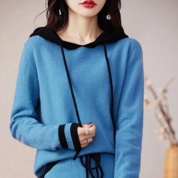 Vintage 100% Merino Wool Hooded Sweatshirt+Palazzo Pants