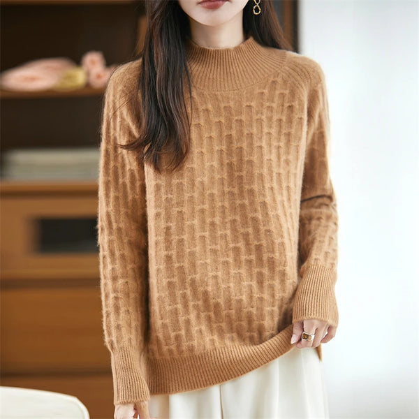 Elegant Baby Soft 100% Merino Wool Half Turtle Neck Pullover Sweater