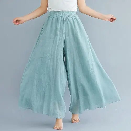 Vintage Double Wide Super Comfy Cotton Linen Blend Palazzo Pants - Wigging It Etc
