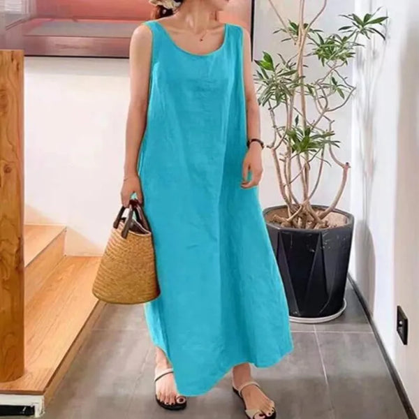 Vintage Casual Cotton Linen MAXI Dress