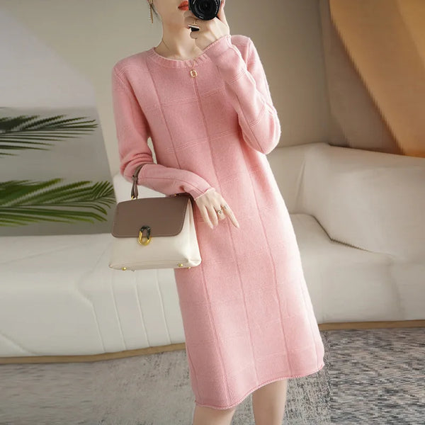 100% Pure Merino Wool Casual Knit Dress