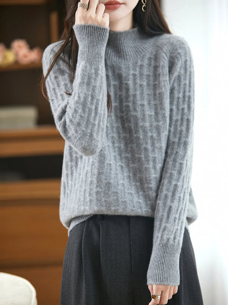 Elegant Baby Soft 100% Merino Wool Half Turtle Neck Pullover Sweater