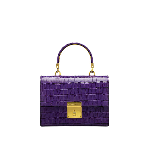 High-End Luxury Crocodile Grain Genuine Leather Top Handle Shoulder Bag