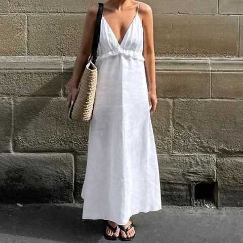 Sleek Sexy Cotton Blend A-Line MAXI Sundress