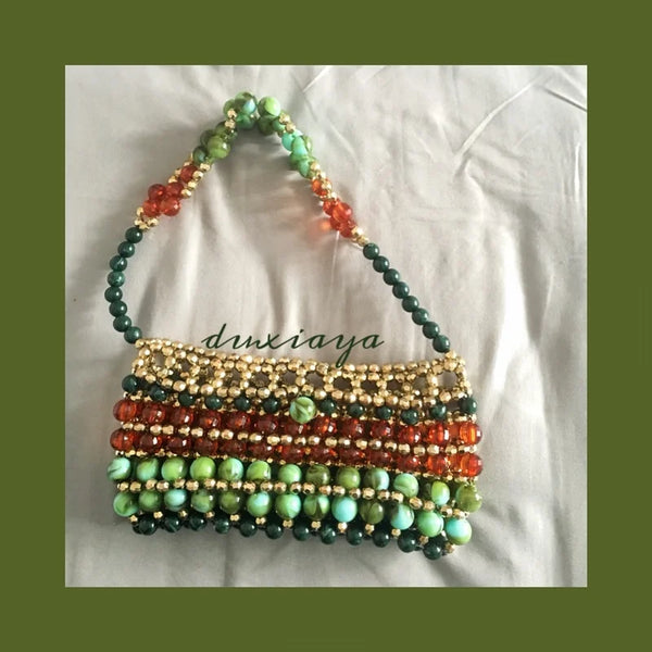 Vintage Luxury High Fashion Beaded Party Clutch+Shoulder Bag