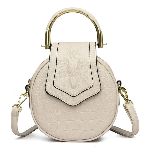 Luxury Designer Circle Crocodile Pattern Shoulder Bag