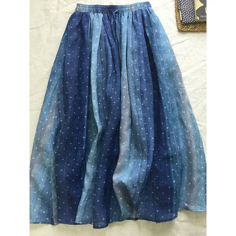 Dainty Layered Printed Ramie A- Line MIDI Skirt