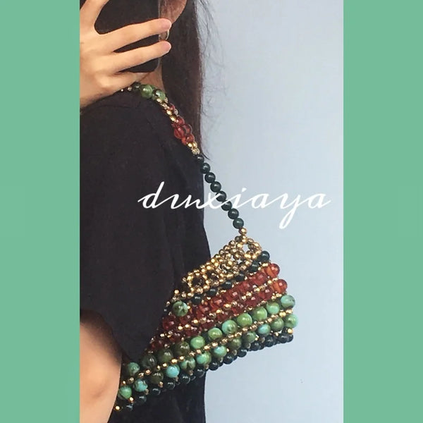 Vintage Luxury High Fashion Beaded Party Clutch+Shoulder Bag
