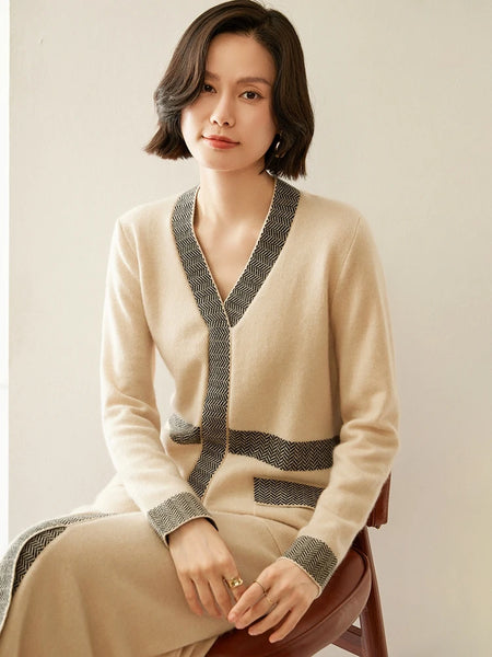 Vintage Luxury 100% Premium Cashmere MIDI Winter Sweater Dress