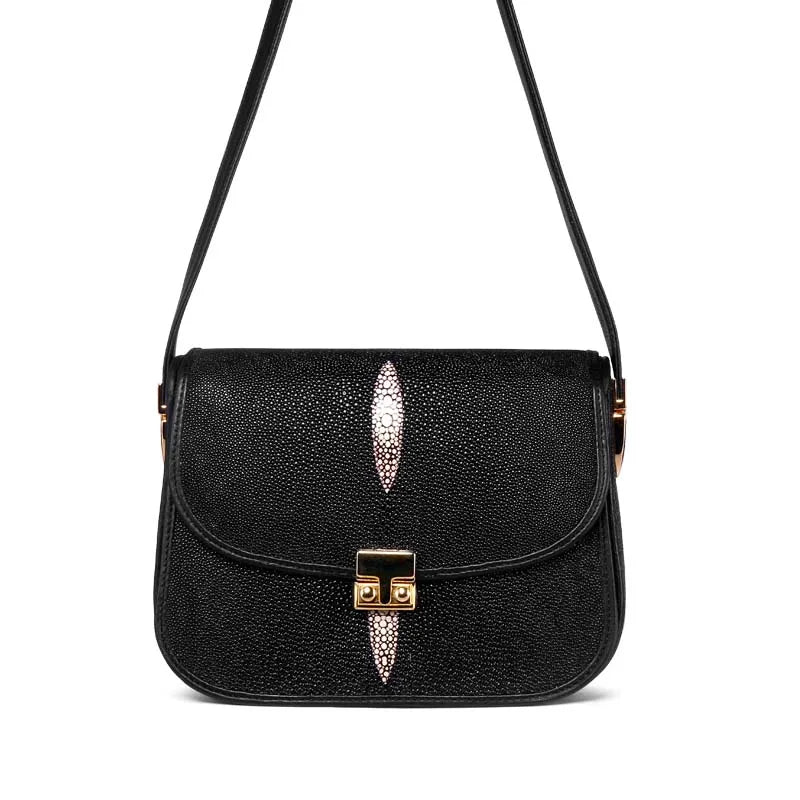 Exquisite Upscale 100% Stingray Skin Pearl Shoulder +Crossbody Bag