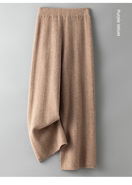 Ultra Soft 100% Australian Merino Wool Herringbone Palazzo Pants - Wigging It Etc