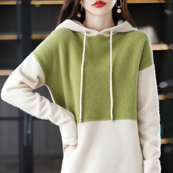 Opulent Densely Knit 100% Merino Hooded Sweatshirt+Palazzo Pants Set