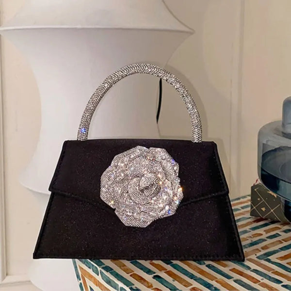 Classic Sophisticated Diamond Rose Silk Party Clutch