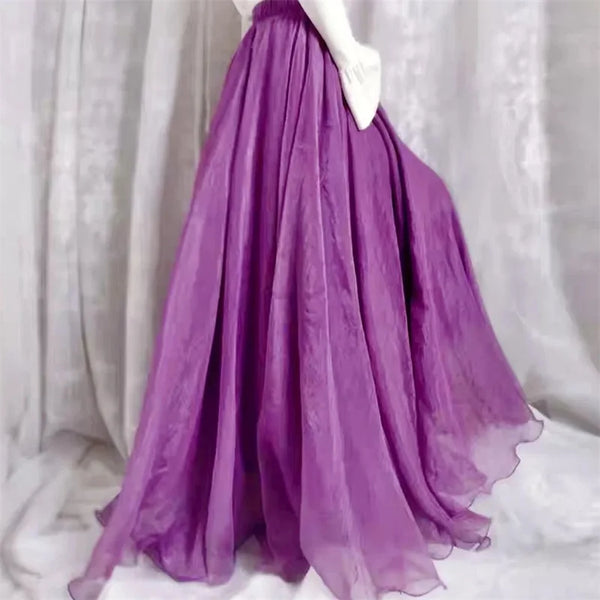 Vintage Cotton Blend A-Line Flared MAXI Skirt