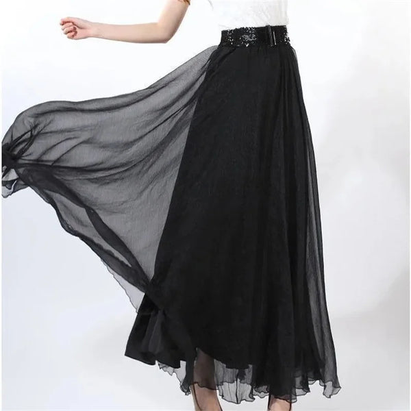 Vintage Cotton Blend A-Line Flared MAXI Skirt
