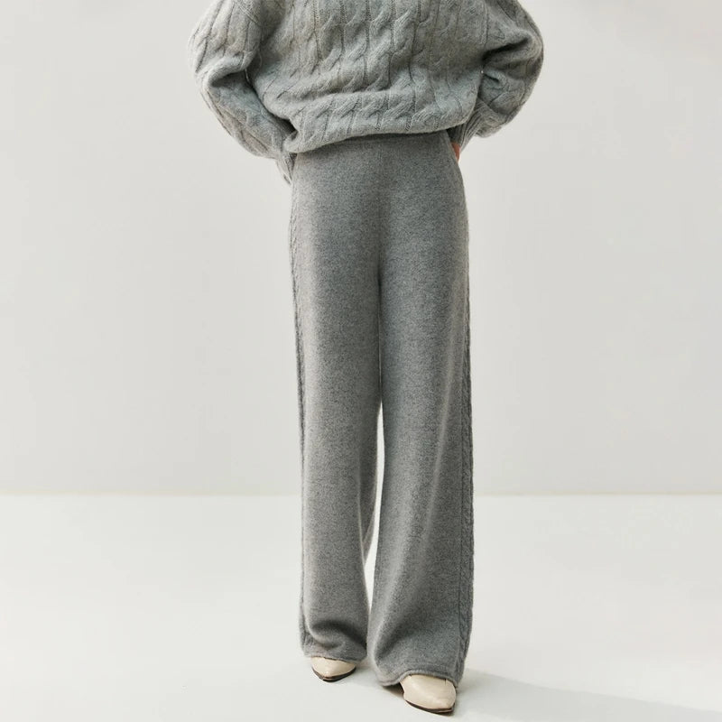 Chic Ultra Plush+Thick 100% Cashmere Palazzo Winter Pants