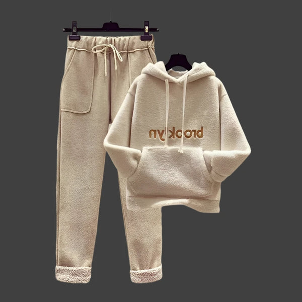 Plush + Warm 2-Piece Cotton Blend BROOKLYN Hoodie & Sweatpants Set 