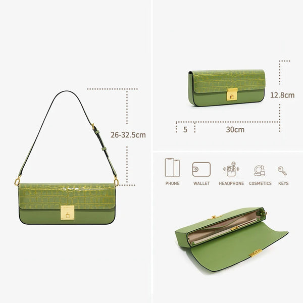 100% Genuine Leather Cosmo Evening Clutch+Shoulder Bag