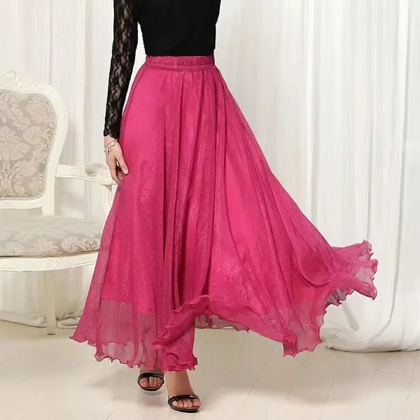 Vintage Cotton Blend A-Line Flared MAXI Skirt