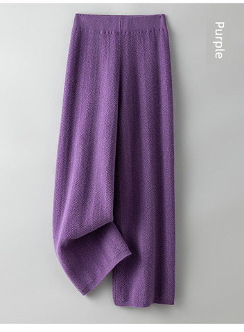 Ultra Soft 100% Australian Merino Wool Herringbone Palazzo Pants - Wigging It Etc