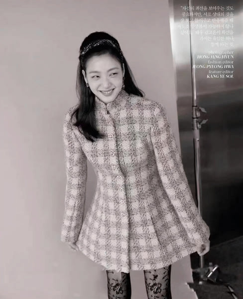 Vintage Tailored French Insulated 100% Wool Coarse Tweed Short Coat