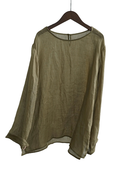 Vintage Breathable Hypoallergenic Long Sleeve Ramie Linen T-Shirt