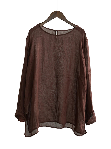 Vintage Breathable Hypoallergenic Long Sleeve Ramie Linen T-Shirt
