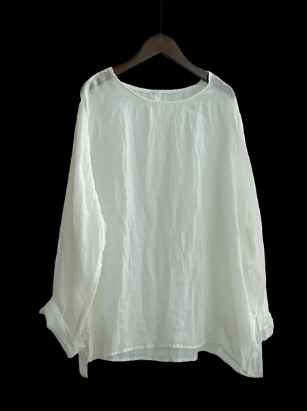 Vintage Breathable Hypoallergenic Long Sleeve Ramie Linen T-Shirt