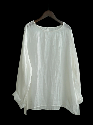 Vintage Breathable Hypoallergenic Long Sleeve Ramie Linen T-Shirt