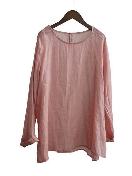 Vintage Breathable Hypoallergenic Long Sleeve Ramie Linen T-Shirt
