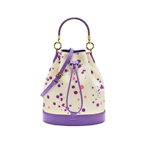 Elegant 100% Genuine Cowhide Leather Speckled Bucket Bag
