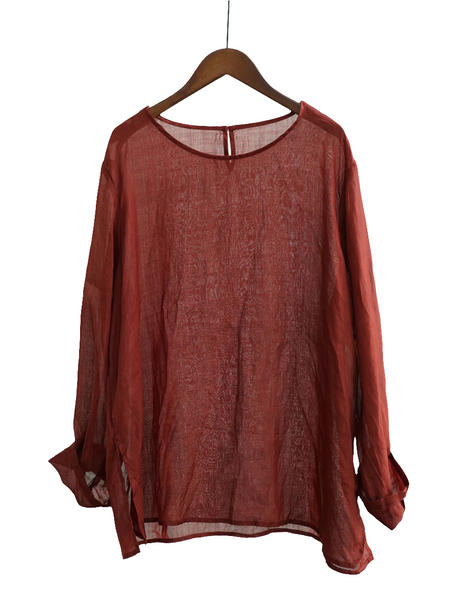 Vintage Breathable Hypoallergenic Long Sleeve Ramie Linen T-Shirt