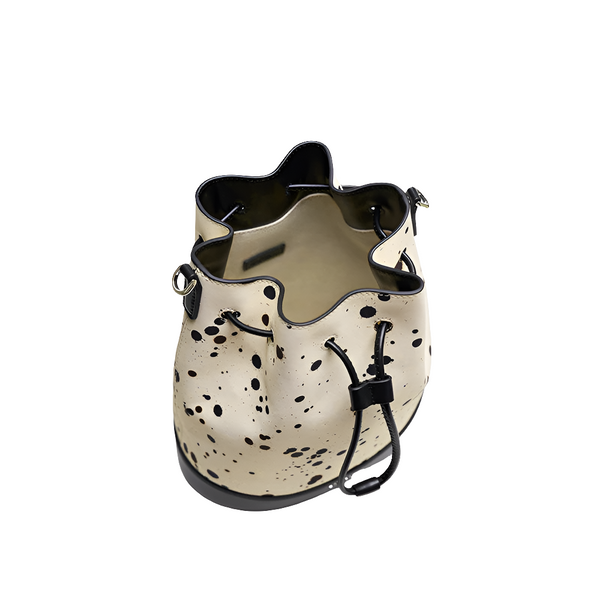 Elegant 100% Genuine Cowhide Leather Speckled Bucket Bag