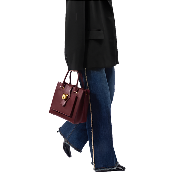 Upscale 100% Genuine Leather Large Multi-Compartment Handheld Crossbody Bag