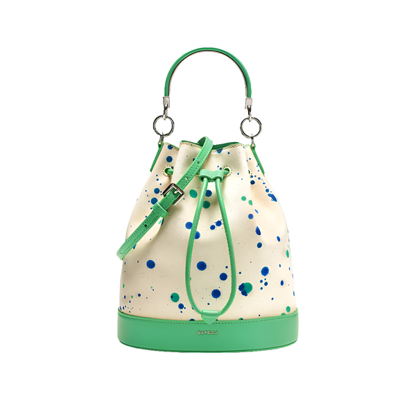 Elegant 100% Genuine Cowhide Leather Speckled Bucket Bag