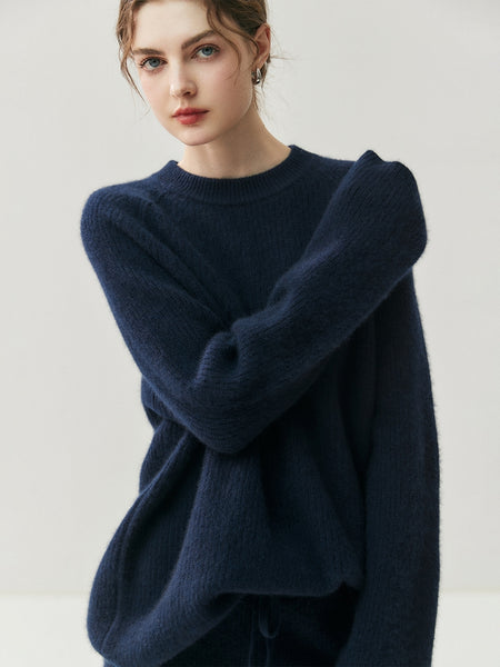 100% Cashmere British Minimalist Batwing Sweater Palazzo Pants Set