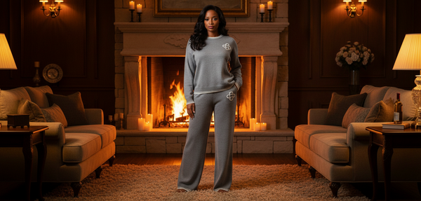 Elegant Embroidered Cotton Blend 2-Piece Sweater + Palazzo Knit Set