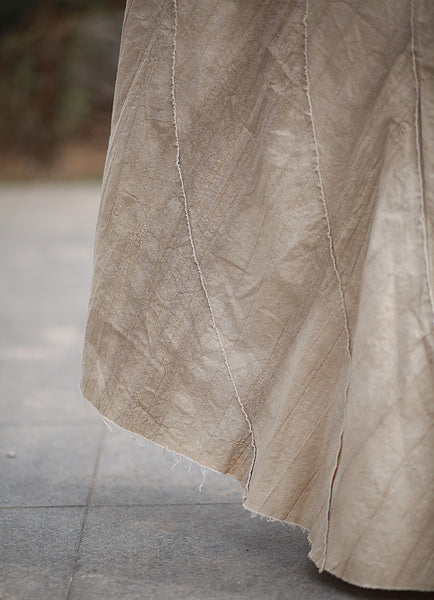 Vintage Cotton Linen Tie-Dye Patchwork A-Line MAXI Skirt