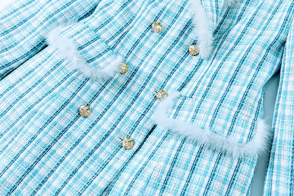 Chic Double Breasted Cotton Blend A-Line MAXI Tweed Coat