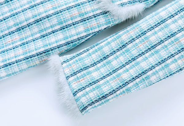 Chic Double Breasted Cotton Blend A-Line MAXI Tweed Coat