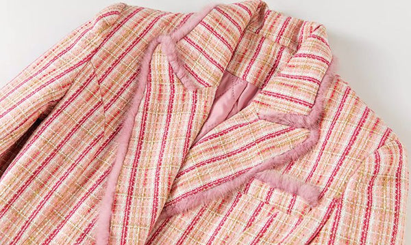 Chic Double Breasted Cotton Blend A-Line MAXI Tweed Coat