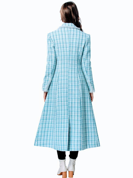 Chic Double Breasted Cotton Blend A-Line MAXI Tweed Coat