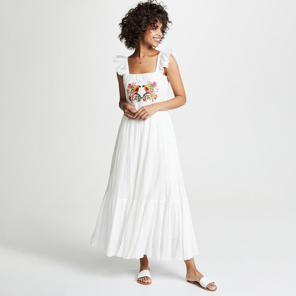 Casual Chic Parrot Embroidered MAXI Dress