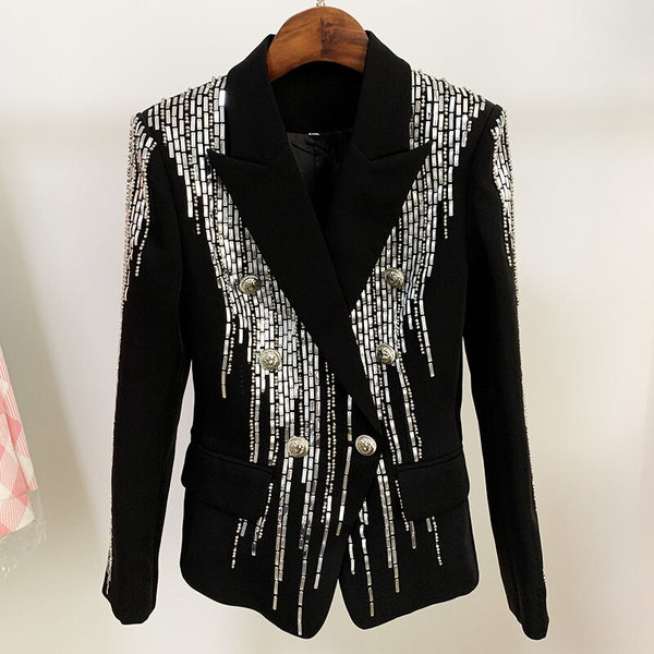 Exquisite, Luxurious Beaded Double Breasted Blazer