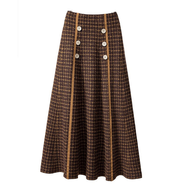 Vintage Double-Breasted Winter MAXI Skirt