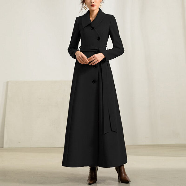 Elegant High Fashion Wool Blend Overcoat