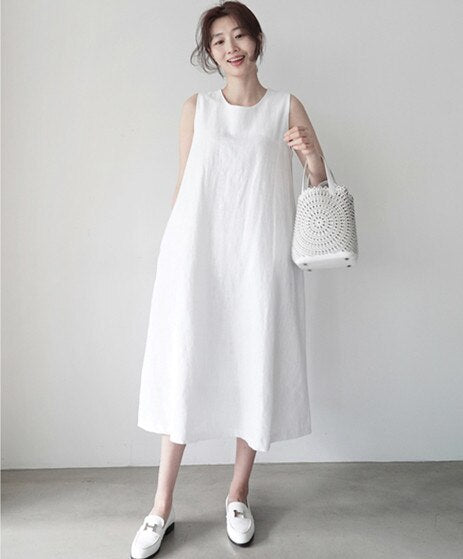 Dainty  Vintage Cotton-Linen Summer Dress