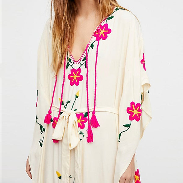 Embroidered Floral Bohemian Summer Dress