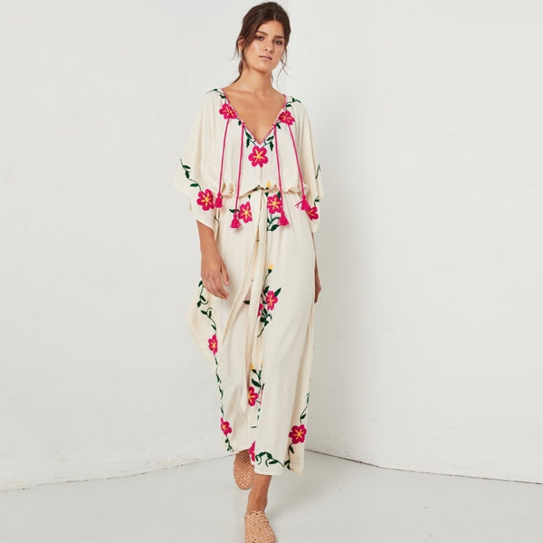 Embroidered Floral Bohemian Summer Dress